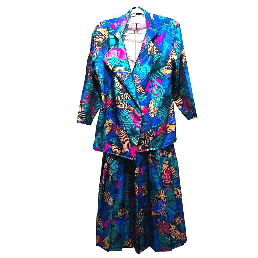 Librarian Secretary Skirt Suit Retro Geek Goddess Missing Belt Colorful SZ 8 10